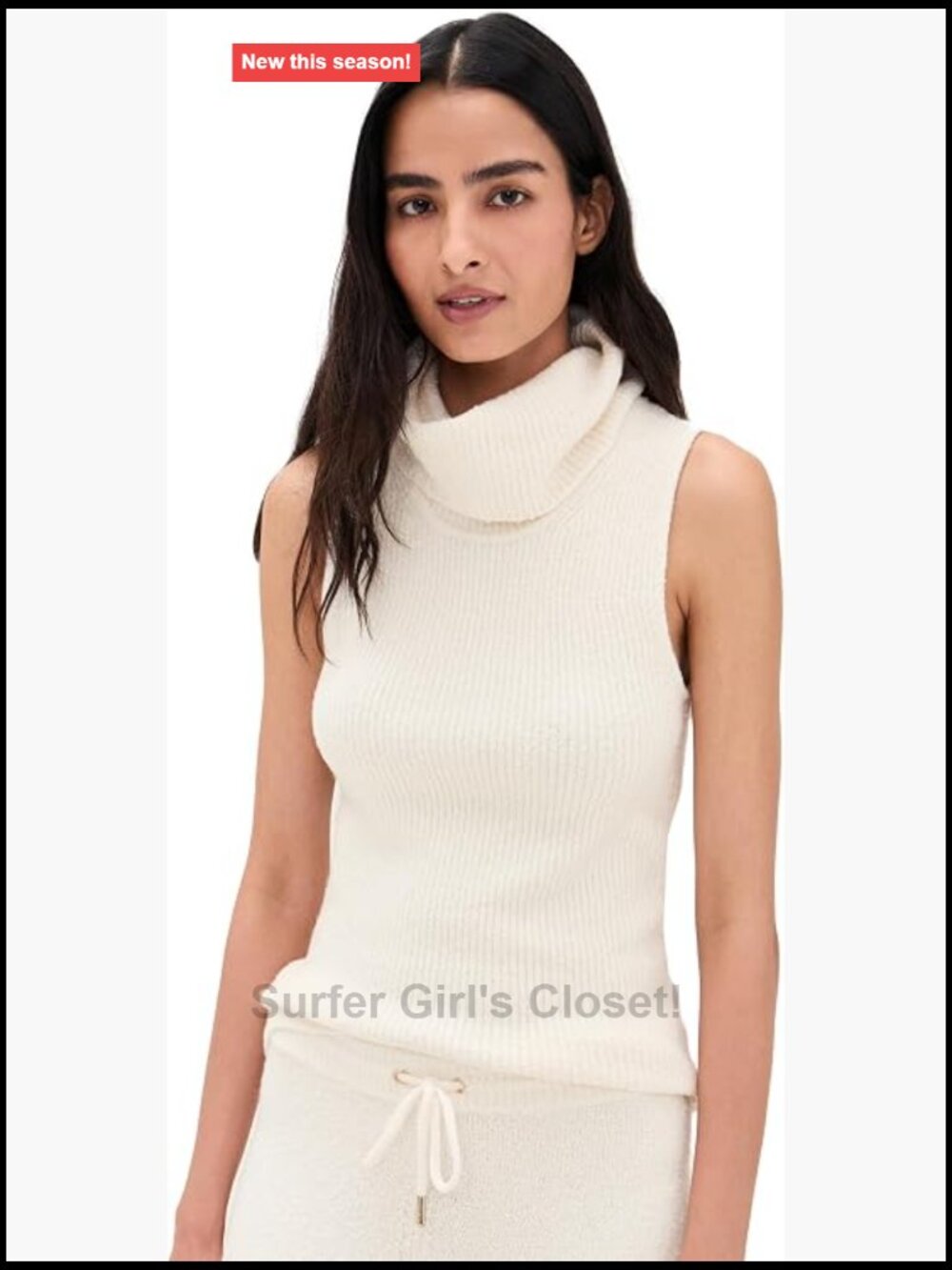 Splendid Womens Cotton Blend Ribbed Knit Turtleneck Tank Sweater Sleeveless